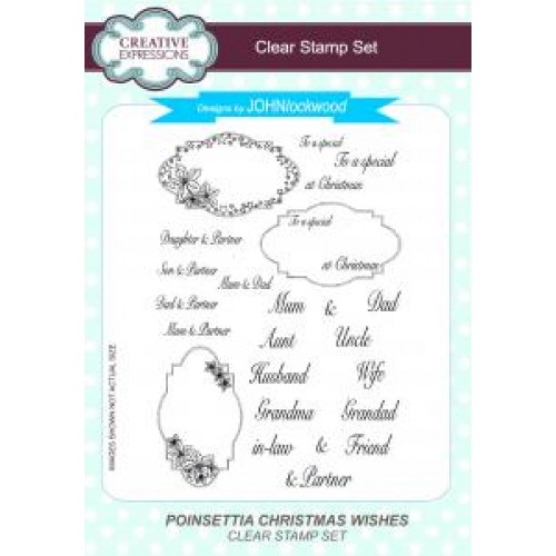 Poinsettia Christmas Wishes - John Lockwood Clear stamps CEC800